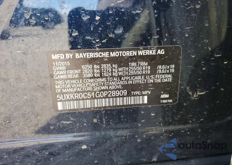 2016 BMW X5 xDrive35I z USA, uszkodzony, nr VIN 5UXKR0C51G0P28909